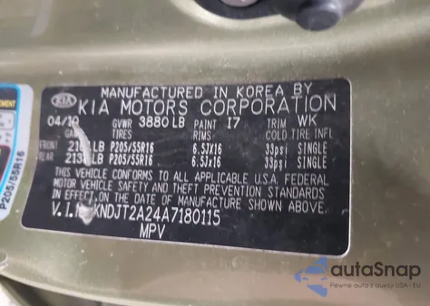 2010 Kia Soul + из США, поврежденный, VIN KNDJT2A24A7180115